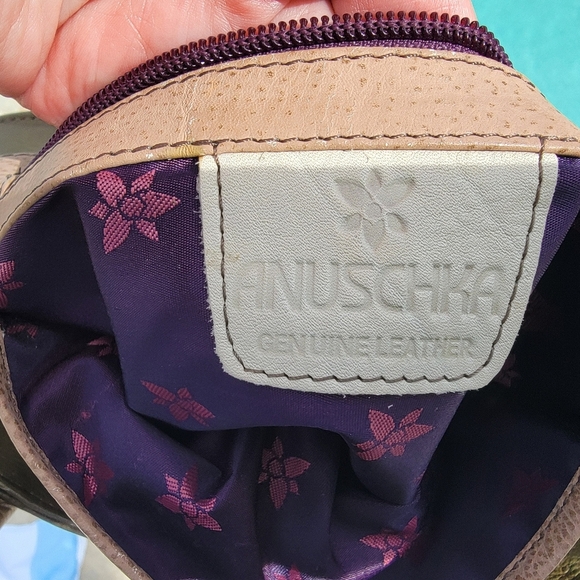 Anuschka Hand Painted Leather Satchel - Floral And Butterfly Design - Picture 14 of 16